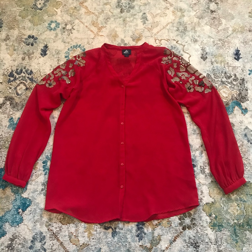 Authentic Icon sheer embellished shoulder tunic